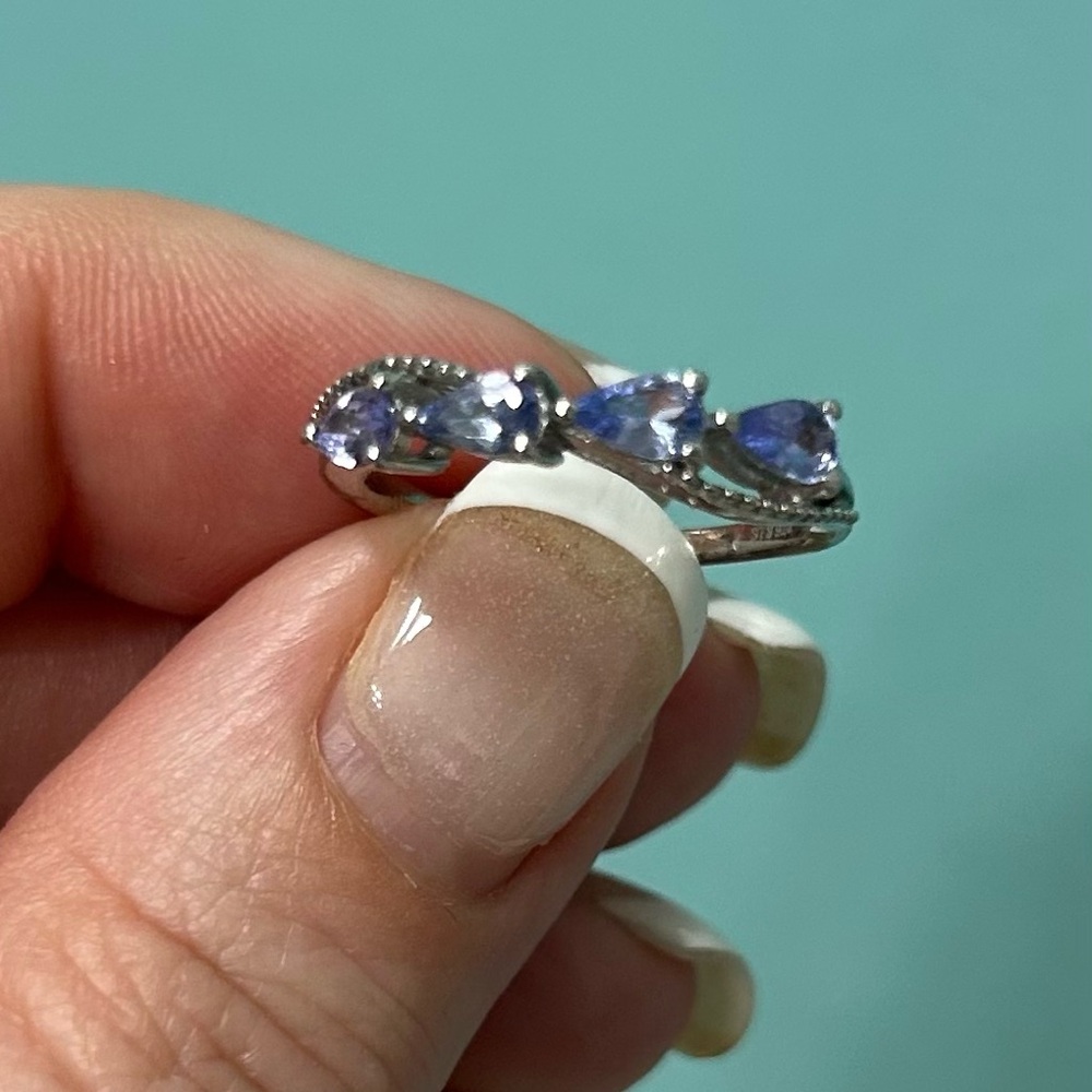 Rare Blue Tanzanite Silver Ring SZ 6